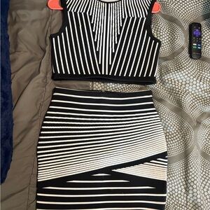 Black and White Striped Women's Skirt